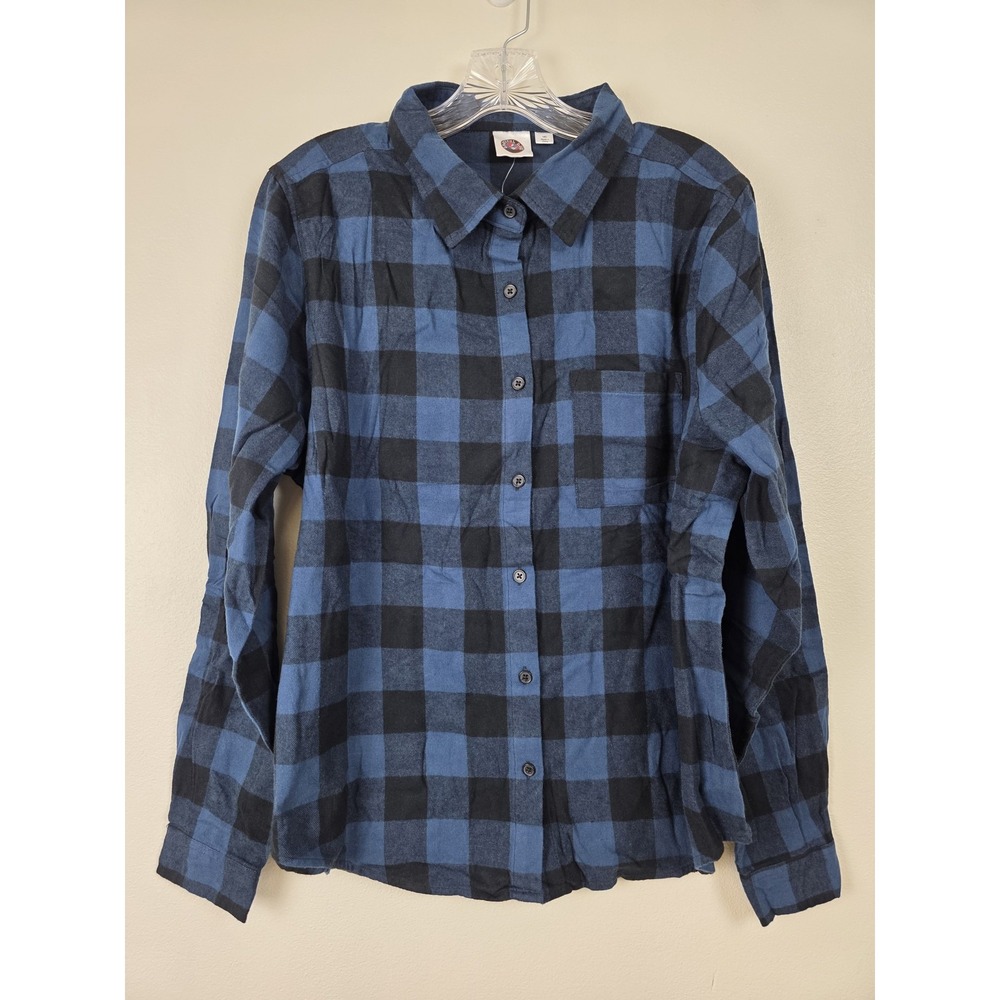Grateful Dead Shirt Mens Medium Blue Black Plaid Flannel Button Up Roses Skull